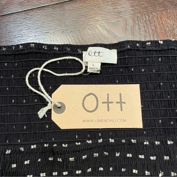 NWT OTT Black Midi Dress with Tan Dash Pattern | Large - Picture 3 of 13